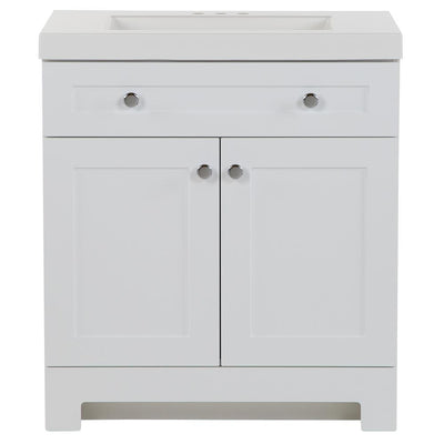Everdean 30.5 in. W x 19 in. D x 34 in. H Bath Vanity in White with Cultured Marble Vanity Top in White with White Sink - Super Arbor