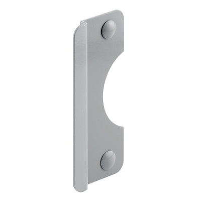 6 in. Gray-Painted Steel Latch Shield with 5/16 in. Offset and a Radius Cutaway to fit 2-3/8 in. Backsets - Super Arbor