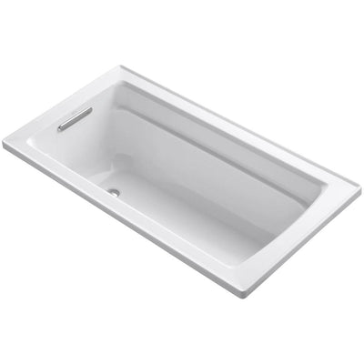Archer 60 in. x 32 in. Acrylic Drop-In Bathtub with Reversible Drain in White - Super Arbor