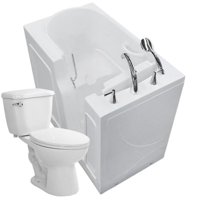 45.75 in. Walk-In Non-Whirlpool Bathtub in White with 1.28 GPF Single Flush Toilet - Super Arbor