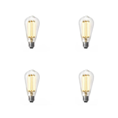 Feit Electric 60-Watt Equivalent ST19 Dimmable LED Clear Glass Vintage Edison Light Bulb With Straight Filament Soft White (4-Pack) - Super Arbor