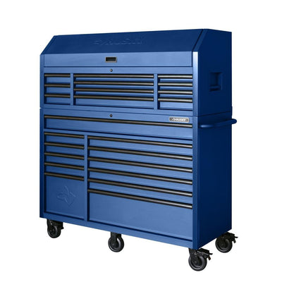 Heavy-Duty 56 in. W 23-Drawer Combination Tool Chest and Cabinet Set, Matte Blue