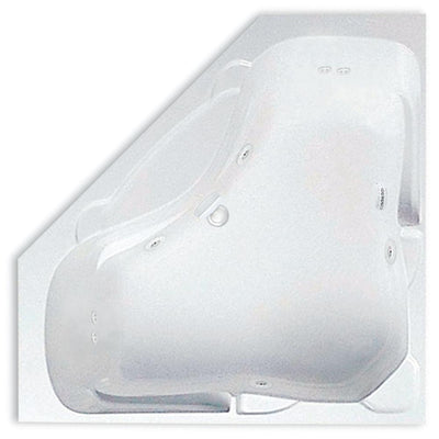 Preakness 60 in. Acrylic Center Drain Corner Drop-In Whirlpool Bathtub with Heater in White Pump Location 2 - Super Arbor