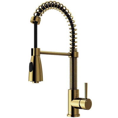 Brant Single-Handle Pull-Down Sprayer Kitchen Faucet in Matte Gold - Super Arbor