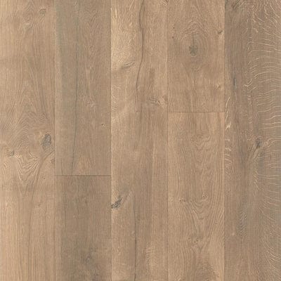 Pergo TimberCraft + WetProtect Waterproof Wheaton Oak 7.48-in W x 4.52-ft L Embossed Wood Plank Laminate Flooring