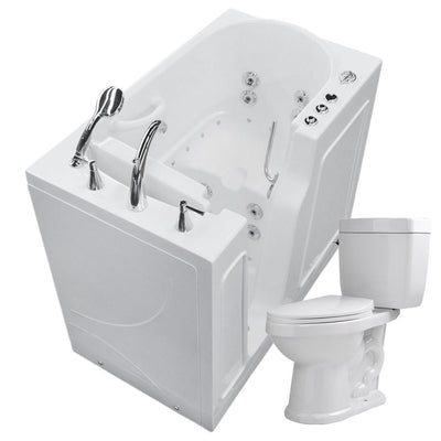Nova Heated 45.75 in. Walk-In Whirlpool and Air Bath Tub in White with 1.6 GPF Single Flush Toilet - Super Arbor