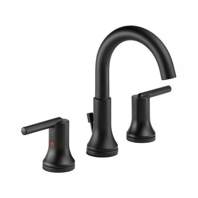 Trinsic 8 in. Widespread 2-Handle Bathroom Faucet with Metal Drain Assembly in Matte Black - Super Arbor