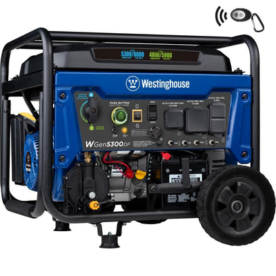 Westinghouse WGen5300DF 6,600/5,300 Watt Dual Fuel Portable Generator w/ Remote Start, RV and Transfer Switch Outlet for Home Backup