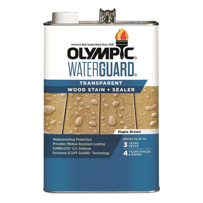 Olympic WaterGuard 1 gal. Maple Brown Transparent Wood Stain and Sealer - Super Arbor