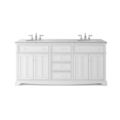 Fremont 72 in. W x 22 in. D Double Vanity in White with Granite Vanity Top in Grey with White Sink - Super Arbor