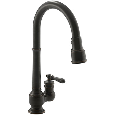 Artifacts Single-Handle Pull-Down Sprayer Kitchen Faucet in Oil-Rubbed Bronze - Super Arbor