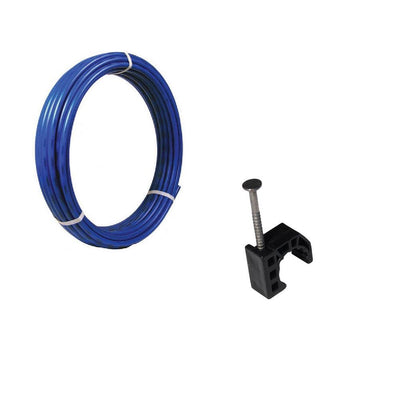 1/2 in. x 100 ft. Coil Blue PEx Pipe and 10-Pack 1/2 in. Talon Clamps - Super Arbor