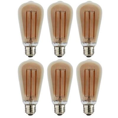 Sunlite 40-Watt Equivalent ST19 Dimmable Edison Filament Smoke LED Light Bulb, Amber 2200K (6-Pack) - Super Arbor