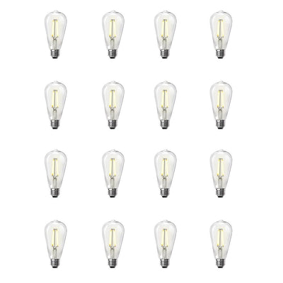 Feit Electric 60W Equivalent ST19 Dimmable LED Clear Glass Vintage Edison Light Bulb With Straight Filament Warm White (16-Pack) - Super Arbor