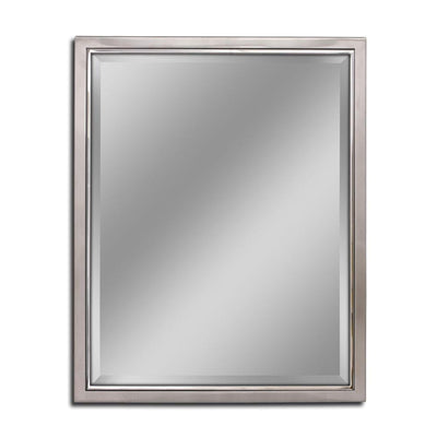 24 in. W x 30 in. H Classic Metal Framed Wall Mirror in Brush Nickel / Chrome - Super Arbor