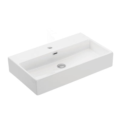 WS Bath Collections Quattro 70 Wall Mount / Vessel Bathroom Sink in Ceramic White with 1 Faucet Hole - Super Arbor