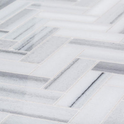 Jeffrey Court Zebra Plains Gray Herringbone 11 in. x 12.75 in. x 10 mm Polished Marble Mosaic Wall/Floor Tile - Super Arbor