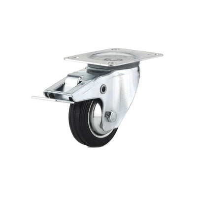 3-5/32 in. black Swivel with Double-Lock Brake plate Caster, 110.3 lb. Load Rating - Super Arbor