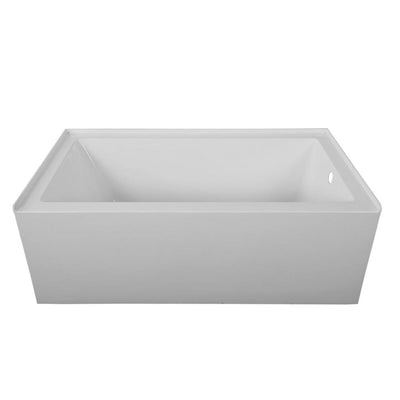 59.76 in. Left-Hand Acrylic Center Drain Rectangular Alcove Bathtub in White - Super Arbor