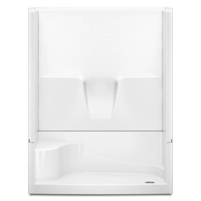 Varia 60 in. x 34 in. x 76 in. 4-Piece Shower Stall with Seat and Right Drain in White - Super Arbor