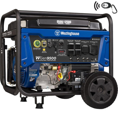 Westinghouse WGen9500 12,500/9,500 Watt Gas Powered Portable Generator with Remote Start and Transfer Switch Outlet for Home Backup
