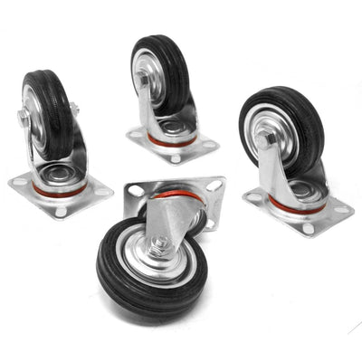 3 in. 110 lbs. Capacity Rubber Roller-Bearing Swivel Plate Caster (4-Pack) - Super Arbor