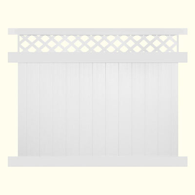 Glenshire 6 ft. H x 8 ft. W White Vinyl Lattice Top Fence Panel Kit - Super Arbor
