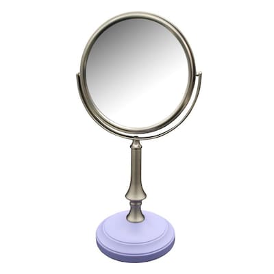 Elegant Home Fashions Simiplicity 7.5-in x 13.75-in Satin Nickel Double-Sided Magnifying Freestanding Vanity Mirror