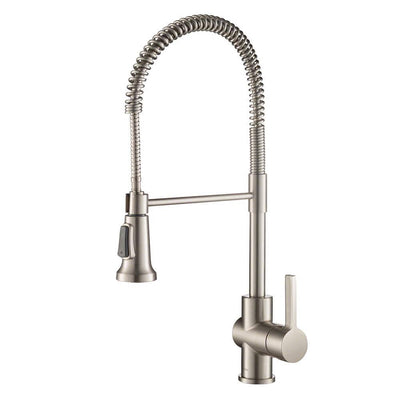 Britt Single Handle Commercial Kitchen Faucet with Dual Function Sprayhead in all-Brite Spot Free Stainless Steel Finish - Super Arbor