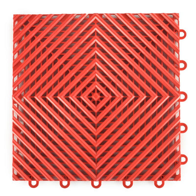 Greatmats Perforated Click 12-1/8 in. x 12-1/8 in. Red Plastic Garage Floor Tile (25-Pack)