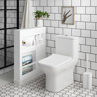 Carre 1-Piece 0.8/1.28 GPF Dual Flush Square Toilet in White, Seat Included - Super Arbor