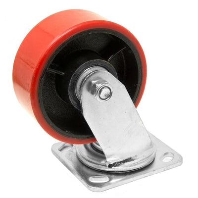 4 in. 530 lbs. Capacity Cast Iron and Polyurethane Double-Bearing Swivel Plate Caster - Super Arbor