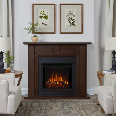 Granby 50 in. Freestanding Electric Fireplace in Dark Walnut - Super Arbor