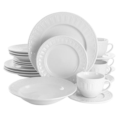 20-Piece Charlotte White Porcelain Dinnerware Set (Service for 4) - Super Arbor