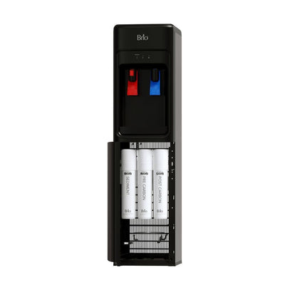 300 Series 3-Stage Slimline Self Cleaning UV Bottleless POU Water Cooler Water Dispenser in Black - Super Arbor