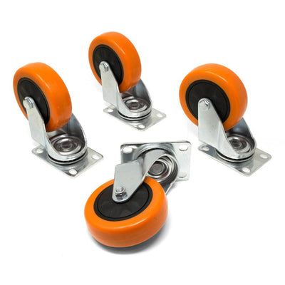 3 in. 220 lbs. Capacity Polyurethane Single-Bearing Swivel Plate Caster (4-Pack) - Super Arbor