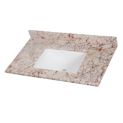 37 in. W x 22 in. D Stone Effects Vanity Top in Rustic Gold with White Sink - Super Arbor