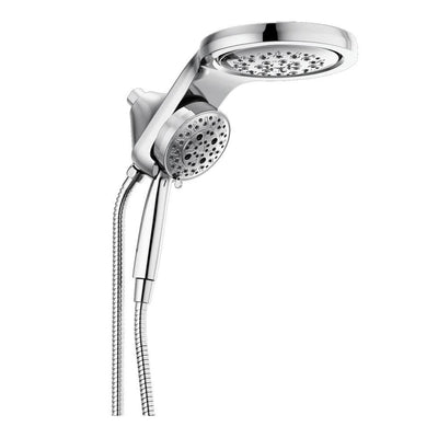 HydroRain Two-in-One 5-Spray 6 in. Dual Wall Mount Fixed and Handheld H2Okinetic Shower Head in Chrome - Super Arbor