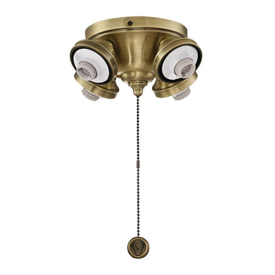 4-Light Antique Brass Ceiling Fan Fitter LED Light Kit - Super Arbor