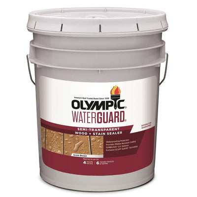 Olympic WaterGuard 5 gal. Acorn Brown Semi-Transparent Wood Stain and Sealer - Super Arbor