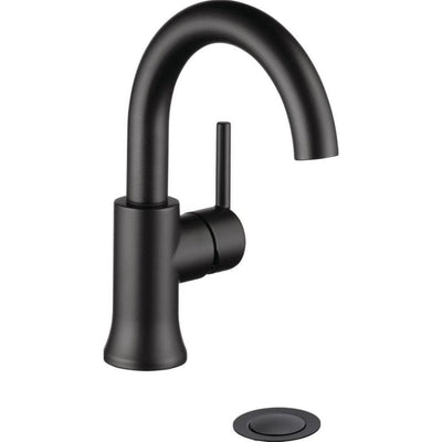 Trinsic Single Hole Single-Handle Bathroom Faucet with Metal Drain Assembly in Matte Black - Super Arbor