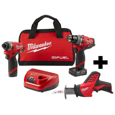 M12 FUEL 12-Volt Li-Ion Brushless Cordless Hammer Drill and Impact Driver Combo Kit (2-Tool)W/ Free M12 HACKZALL - Super Arbor