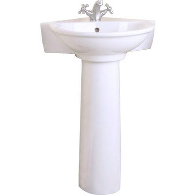 Pegasus Evolution Corner Pedestal Combo Bathroom Sink in White - Super Arbor