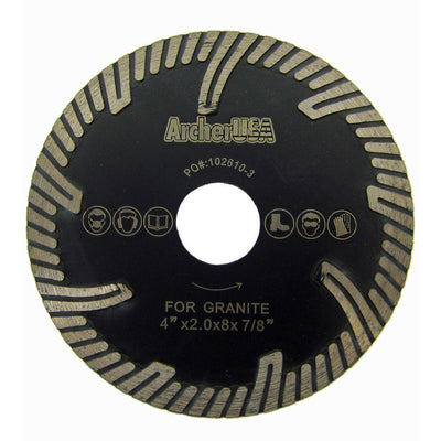 Archer USA 4 in. Turbo Rim Diamond Blade with Protect Teeth for Stone Cutting