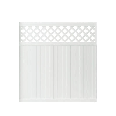 Lewiston 6 ft. H x 6 ft. W White Vinyl Lattice Top Fence Panel - Super Arbor