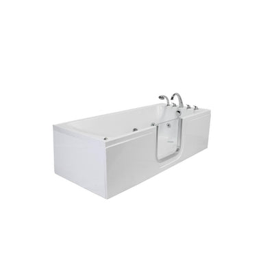 Laydown 72 in. Walk-in Whirlpool Bathtub in White 5-Piece Fast Fill Faucet RHS Drain with Right Hinged Middle Glass Door - Super Arbor