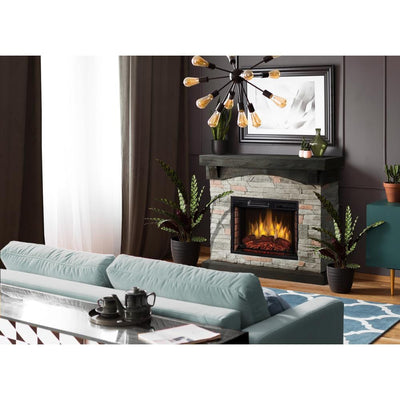 Sable Mills 42 in. W Faux Stone Mantel Electric Fireplace in Gray - Super Arbor