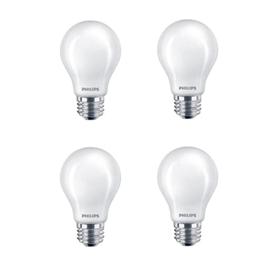 Philips 60-Watt Equivalent A19 Non-Dimmable Energy Saving Frosted Classic Glass LED Light Bulb Soft White (2700K) (4-Pack)