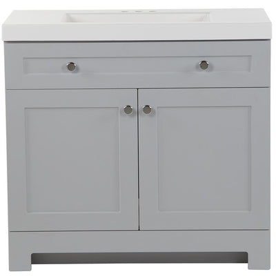 Everdean 36.5 in. W x 19 in. D x 34 in. H Vanity in Pearl Gray with Cultured Marble Vanity Top in White with White Sink - Super Arbor