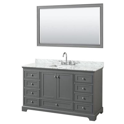 Wyndham Collection Deborah 60-in Dark Gray Single Sink Bathroom Vanity with White Carrara Natural Marble Top (Mirror Included)